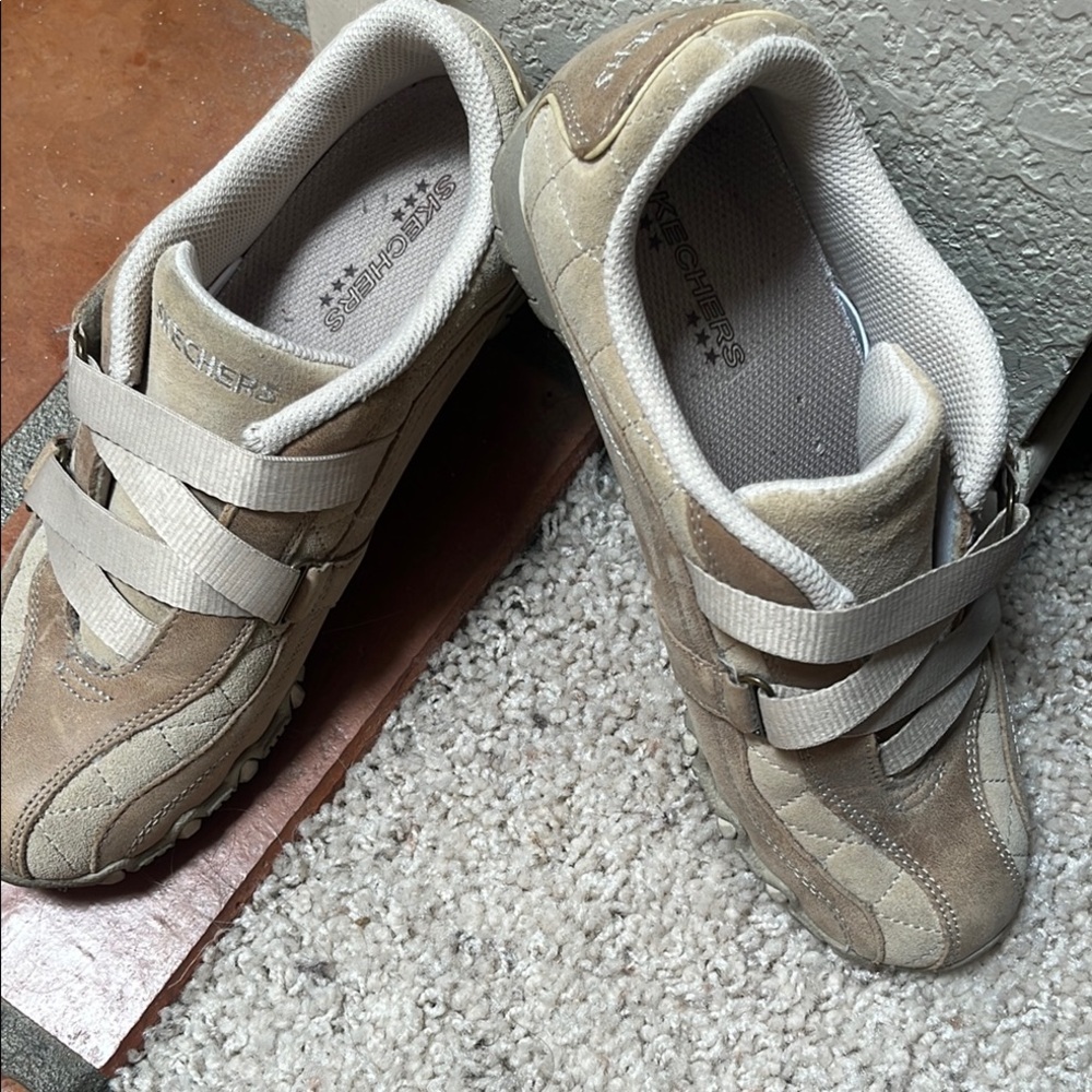 Skechers Tan Suede Strap Sneakers - Picture 6 of 8